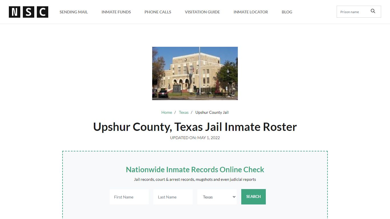 Upshur County, Texas Jail Inmate List